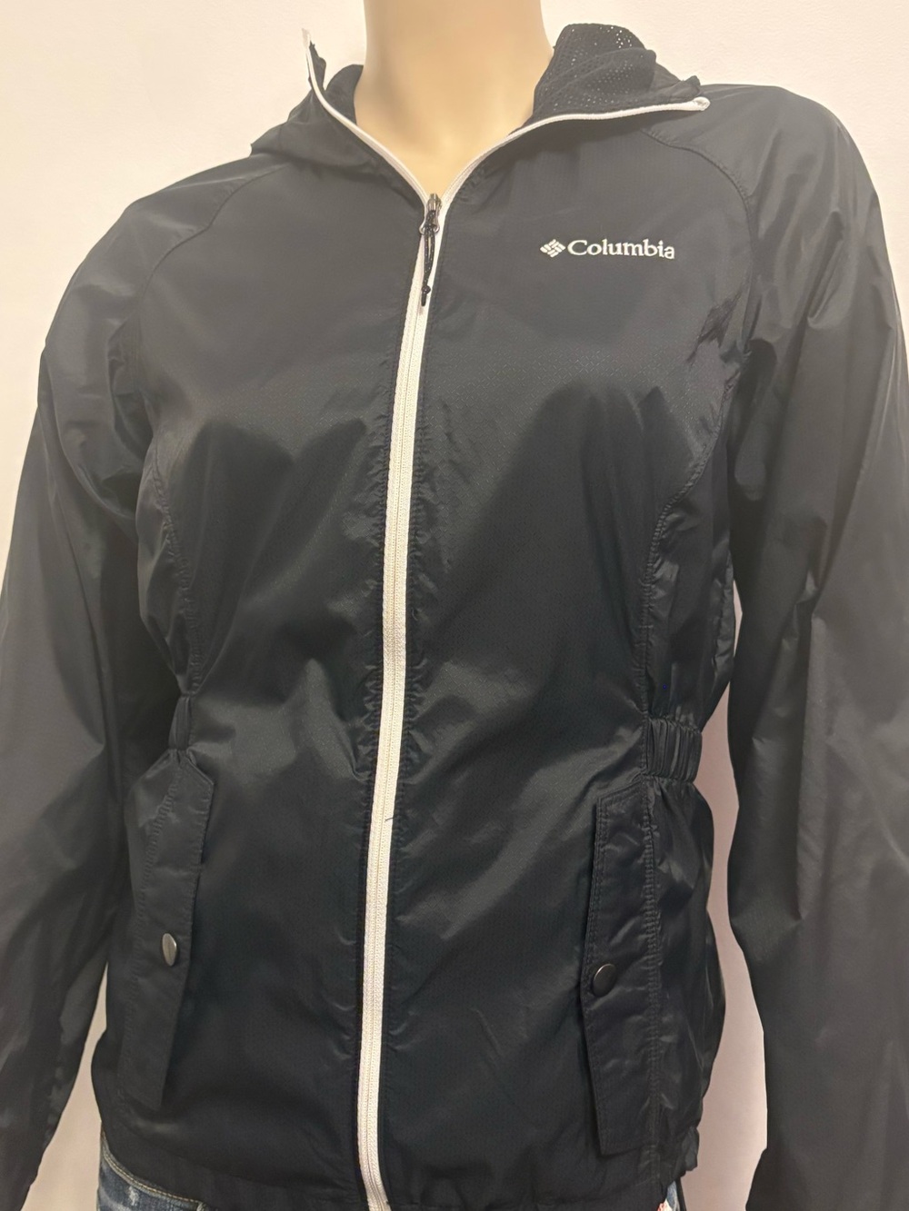 Columbia Black Switchback Rain Jacket Hooded Windbreaker Waterproof Shell Sz XS